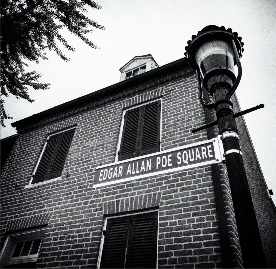 Edgar Allan Poe Square street sign.