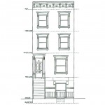 Sketch of the exterior of an apartment building
