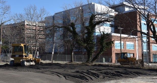 Heavy machinery on a vacant lot